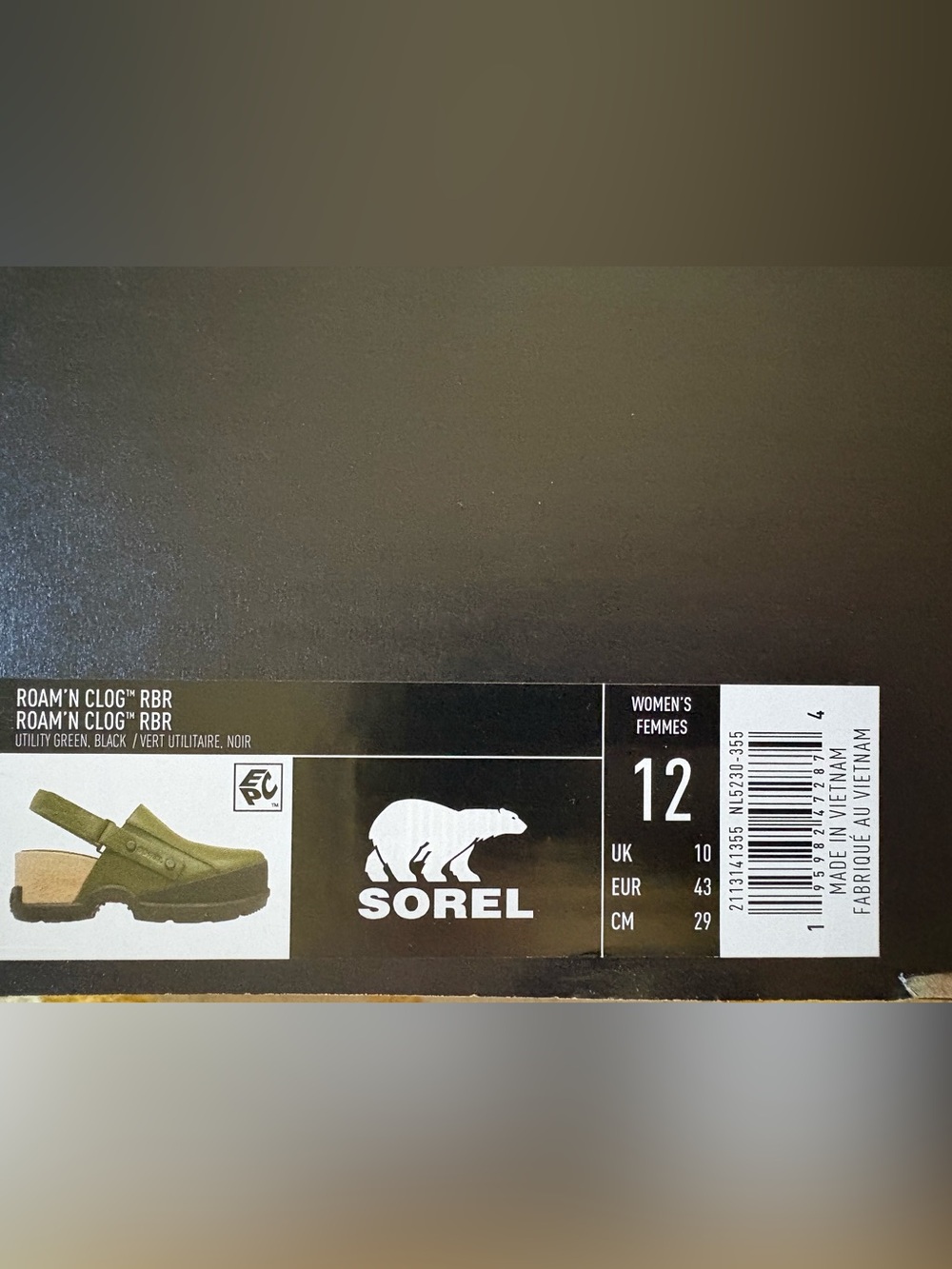 Sorel Roam'N Clog™ Rbr Utility Green & Black Sz 12 with Box - Picture 13 of 13